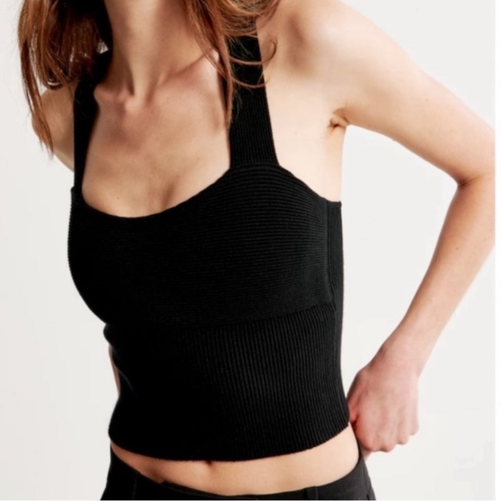 Abercrombie & Fitch Black Ribbed Square-Neck Tank Top - Picture 3 of 10